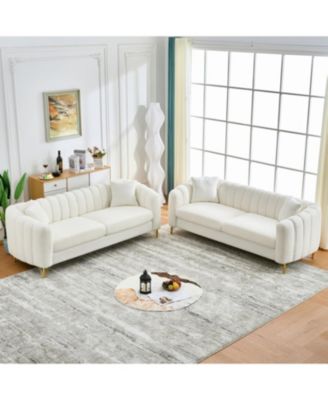 Streamdale Oversized Chenille Sofa, Modern Tufted Couch, Gold Legs