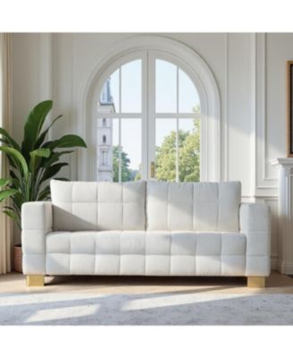 Streamdale Chenille Box-Tufted Sofa with Stainless Steel Legs