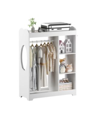 + 1 Pc. + Wood + Mirror, Rack, Hooks & Shelves + Kids Dress Up Storage