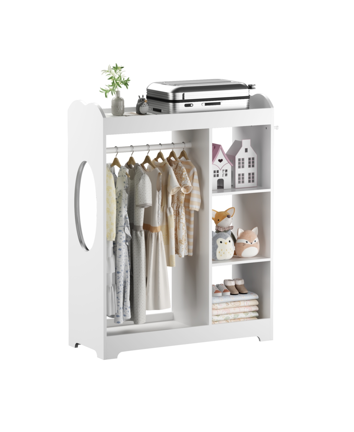 Streamdale Furniture + 1 Pc. + Wood + Mirror, Rack, Hooks & Shelves + Kids Dress Up Storage