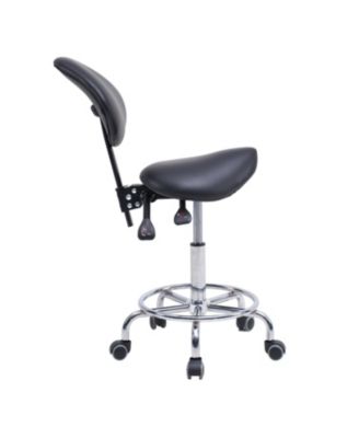 Saddle Stool Chair with Backrest, Swivel Hydraulic Tilt Seat, Wheels & Footrest for Medical, Dental & Clinic Use