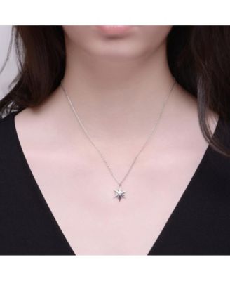 Teens White Gold Plated Cubic Zirconia Starburst Necklace