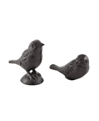 Brown Cast Iron Set of 2 Bird Sculptures