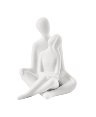 Hans White Abstract Sitting Couple Matte Ceramic Sculpture Set