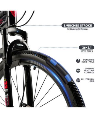 26-Inch 21-Speed Mountain Bike, Sleek Design with Suspension Fork & Dual Disc Brakes