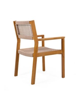 Teak and Rope Dining Chairs (Set of 2) Sleek and Durable for Indoor or Outdoor Use