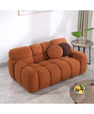 64.98"L Human Body Sofa, Marshmallow Boucle, 2-Seater