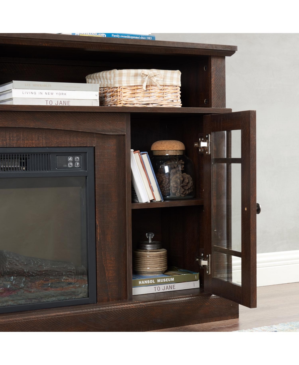 Streamdale Furniture Streamdale Tv Stand with Fireplace for TVs Up to 65", Espresso