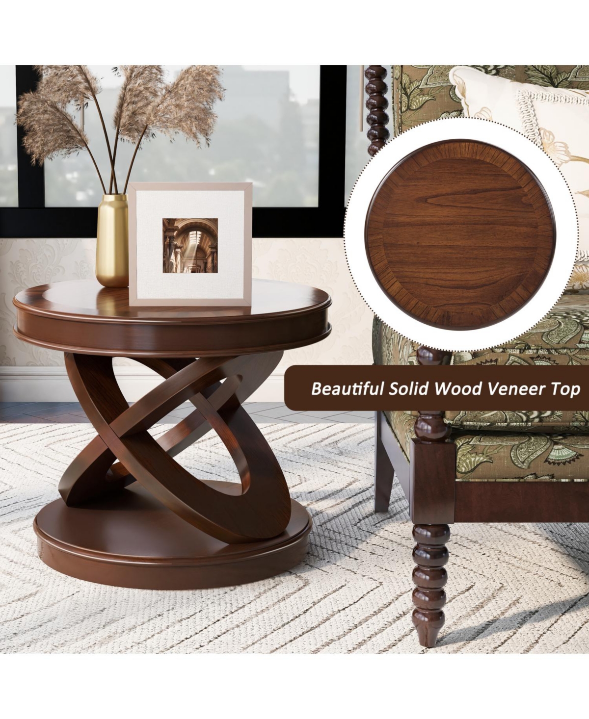 Streamdale Furniture Retro Coffee Table Set - Oval Coffee & Round End Tables