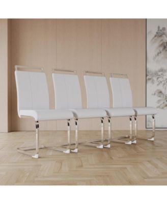 63" Cream MDF Dining Table & PU Chair Set