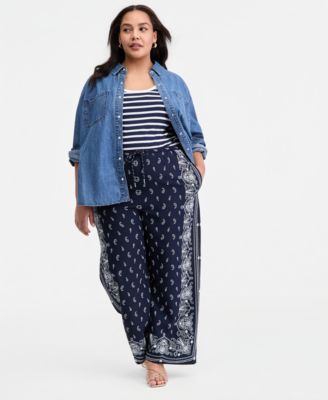 Trendy Plus Size Geneva Cotton Snap-Front Shirt