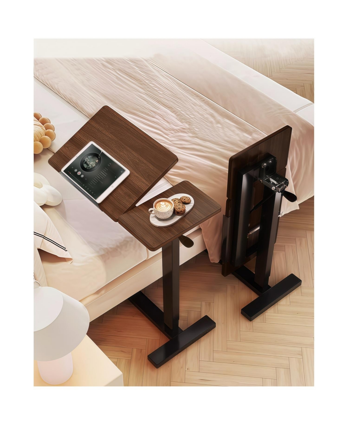 Streamdale Furniture Streamdale Overbed Rolling Laptop Stand with Wheels Height Adjustable Tray