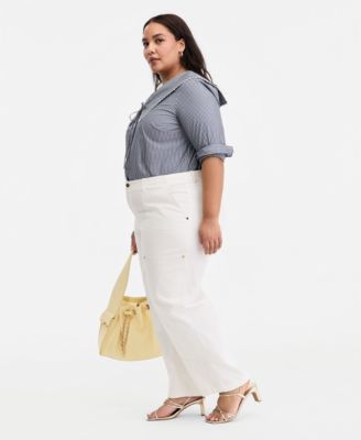 Trendy Plus Size High Rise Utility Straight Leg Pants