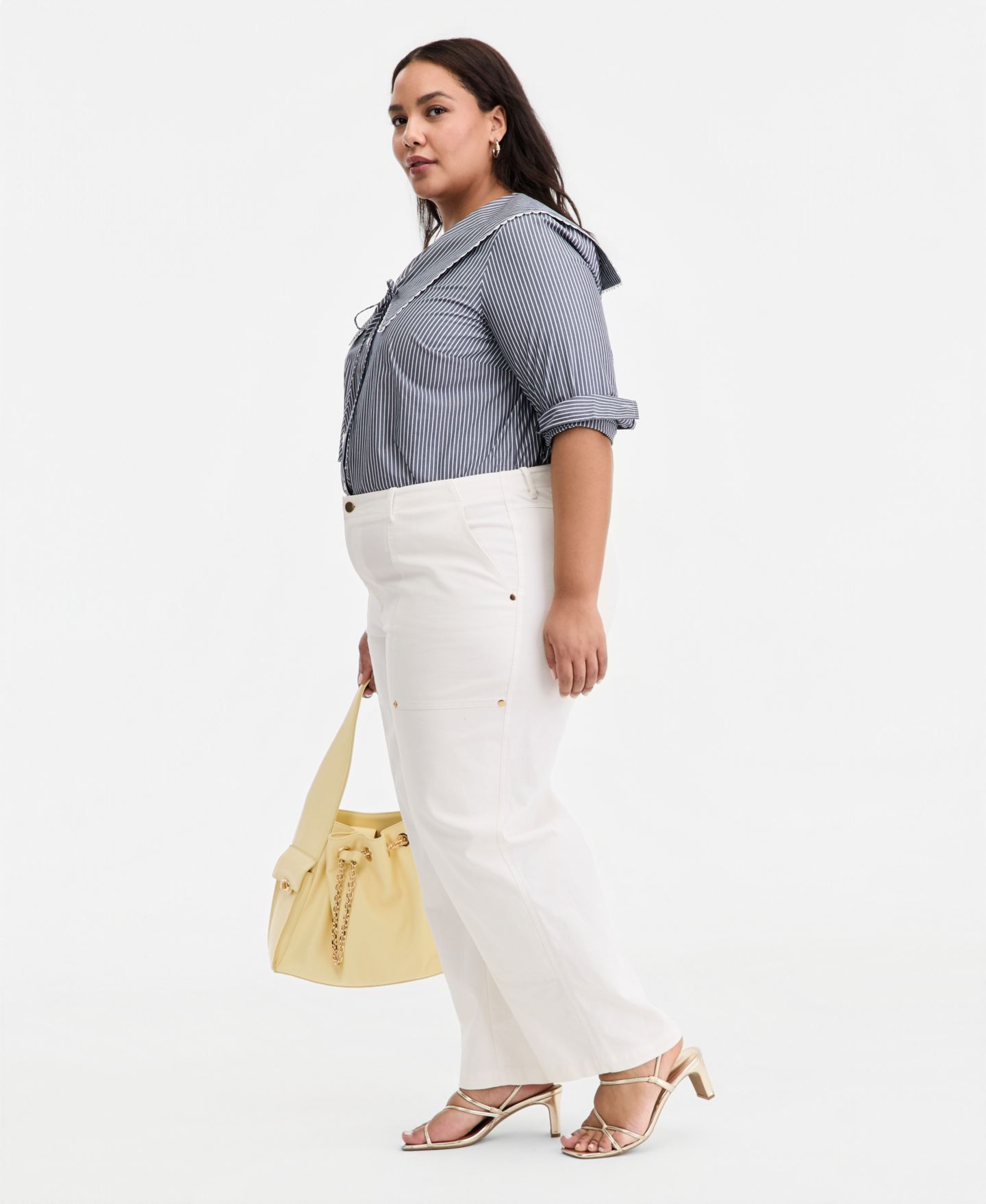 Женские брюки On 34th Trendy Plus Size High Rise Utility Straight Leg, цвет: Зимняя слоновая кость — фото 3