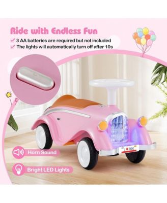 Toddler Ride On Car with Steering Wheel Lights Storage Seat and Four Wheel Stability