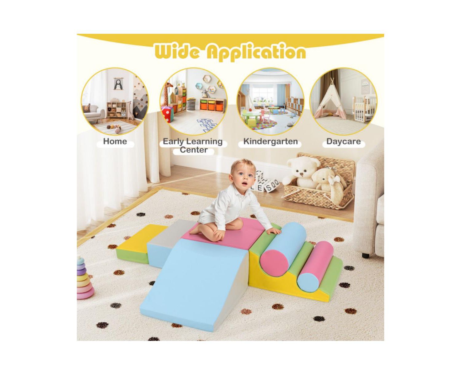 Soft Foam Climbing Block Set for Toddlers with Stackable Shapes