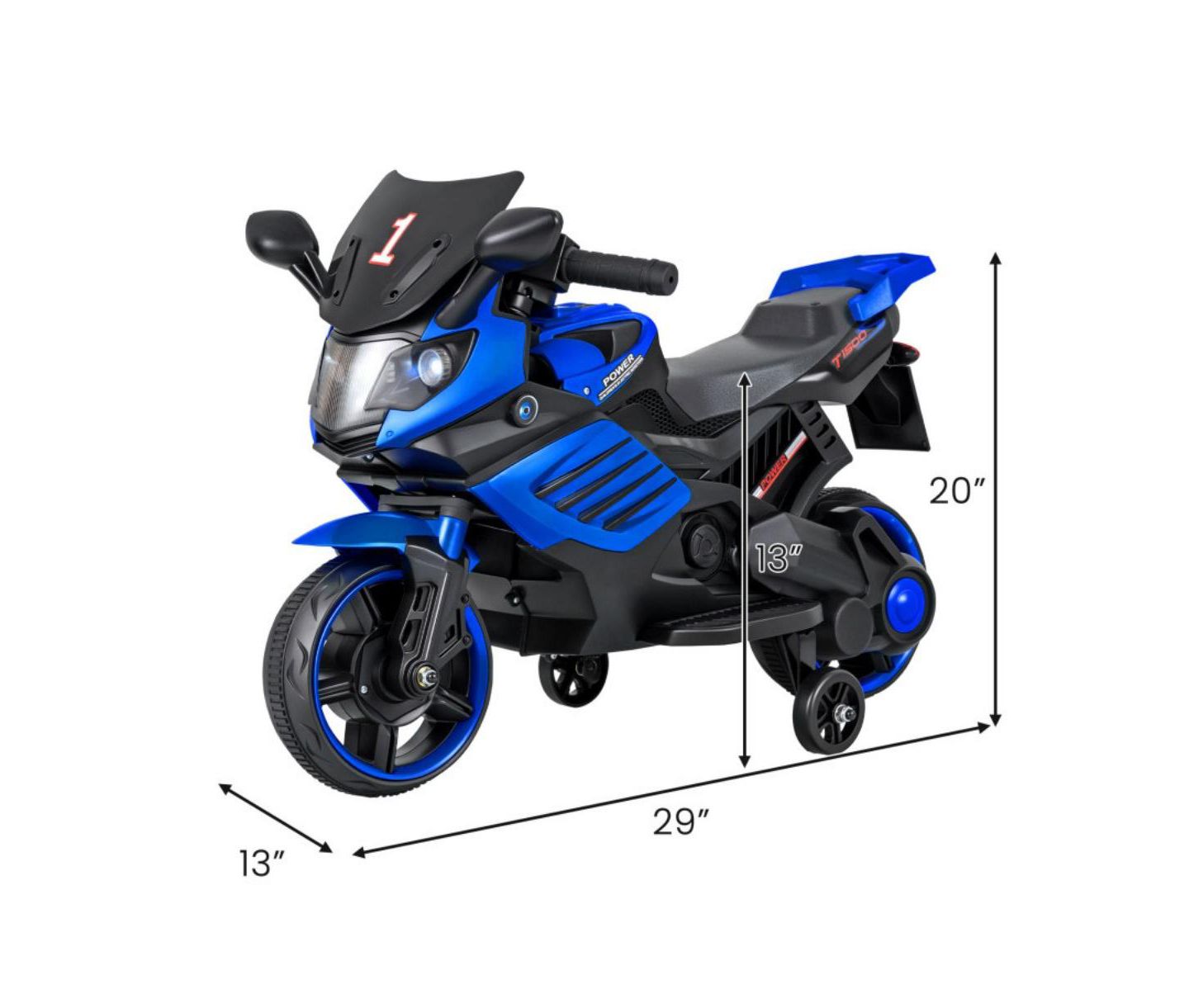 Детская игрушка HONGGE Electric Ride On Motorcycle with Training Wheels and LED Headlights, Ages 3+, цвет: Тёмно-синий — фото 3