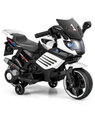 Kids Electric Ride-On Motorcycle with Training Wheels and Lights