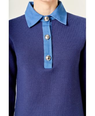 Women's Mixed Media Knit Dress With Denim