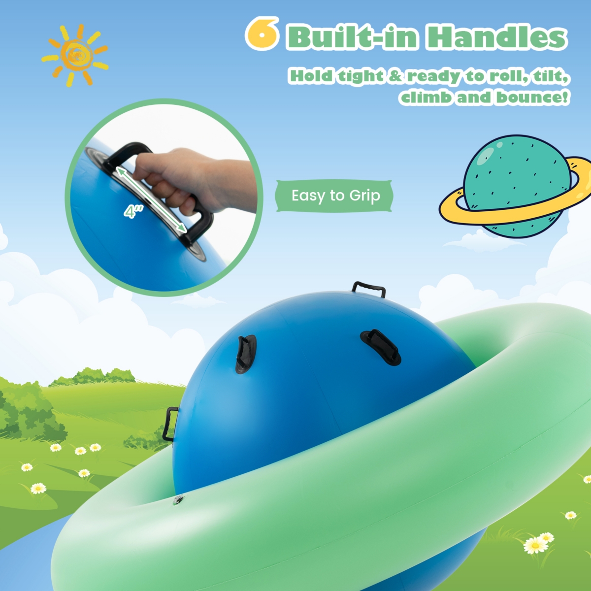 Hongge Kids Giant Inflatable Dome Rocker Bouncer with Easy Grip Handles