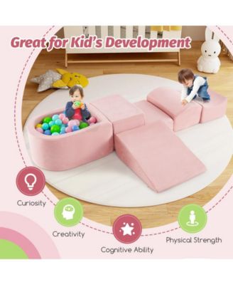 Kid's Soft Climbing Blocks Set with Slide Step Shapes and Ball Pit for Indoor Play