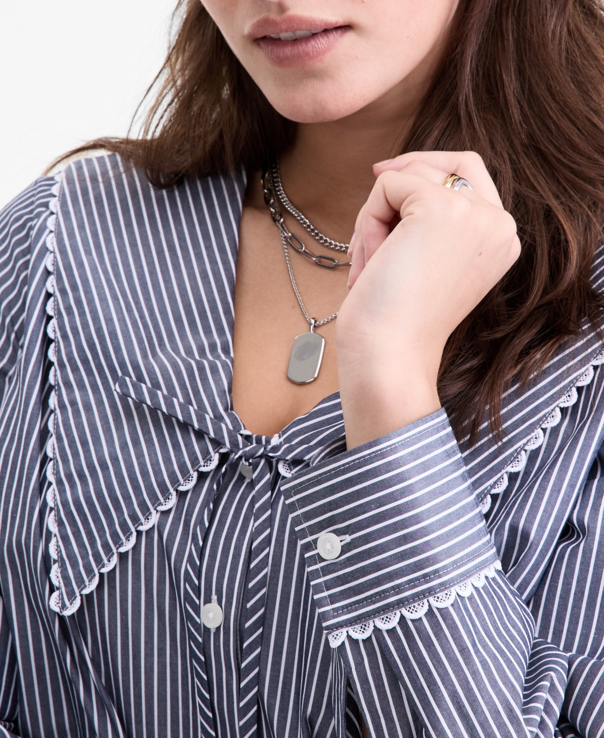 On 34th Women's Lace Trim Sailor Collar Long-Sleeve Blouse, Macy's Exclusive