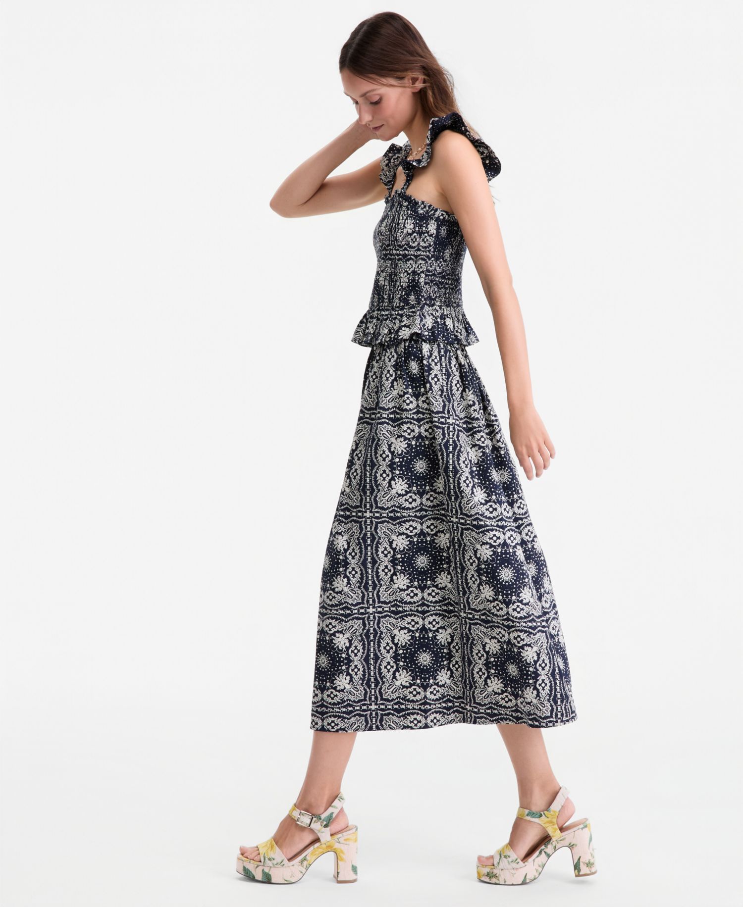 Women's Bandana Cotton Pull-On Midi Skirt