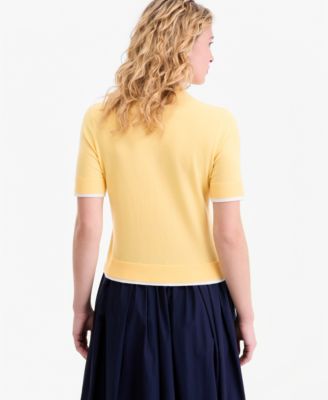 Women's Short-Sleeve Tipped Polo Sweater