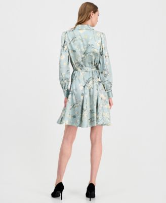 Women's Printed Long-Sleeve Shirtdress