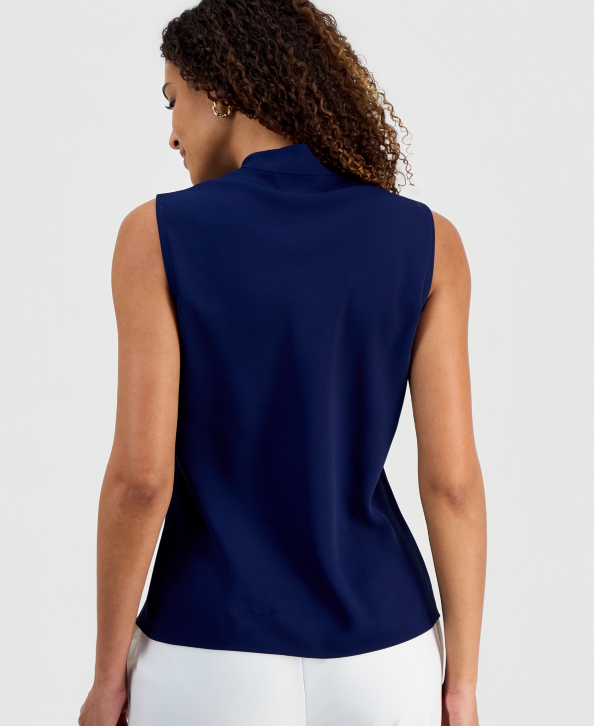 Kasper Women's Solid Sleeveless Tie-Neck Blouse, Regular & Petite