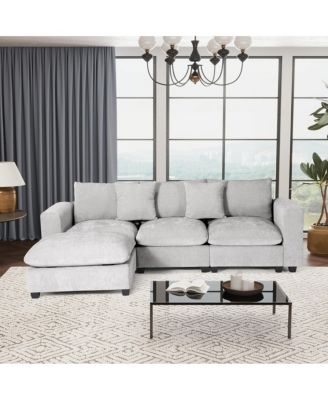 99" Modular Chenille L-Shaped Sectional Sofa and Chaise With USB/Type-C Ports and Side Pockets