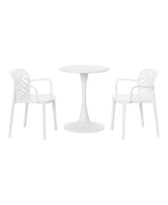 3-Piece Outdoor Indoor Metal Patio Dining Table Set With Stackable Patio Chairs