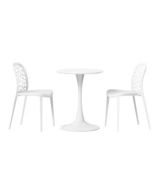 3-Piece Outdoor Indoor Metal Patio Dining Table Set With Stackable Polypropylene Patio Side Chairs