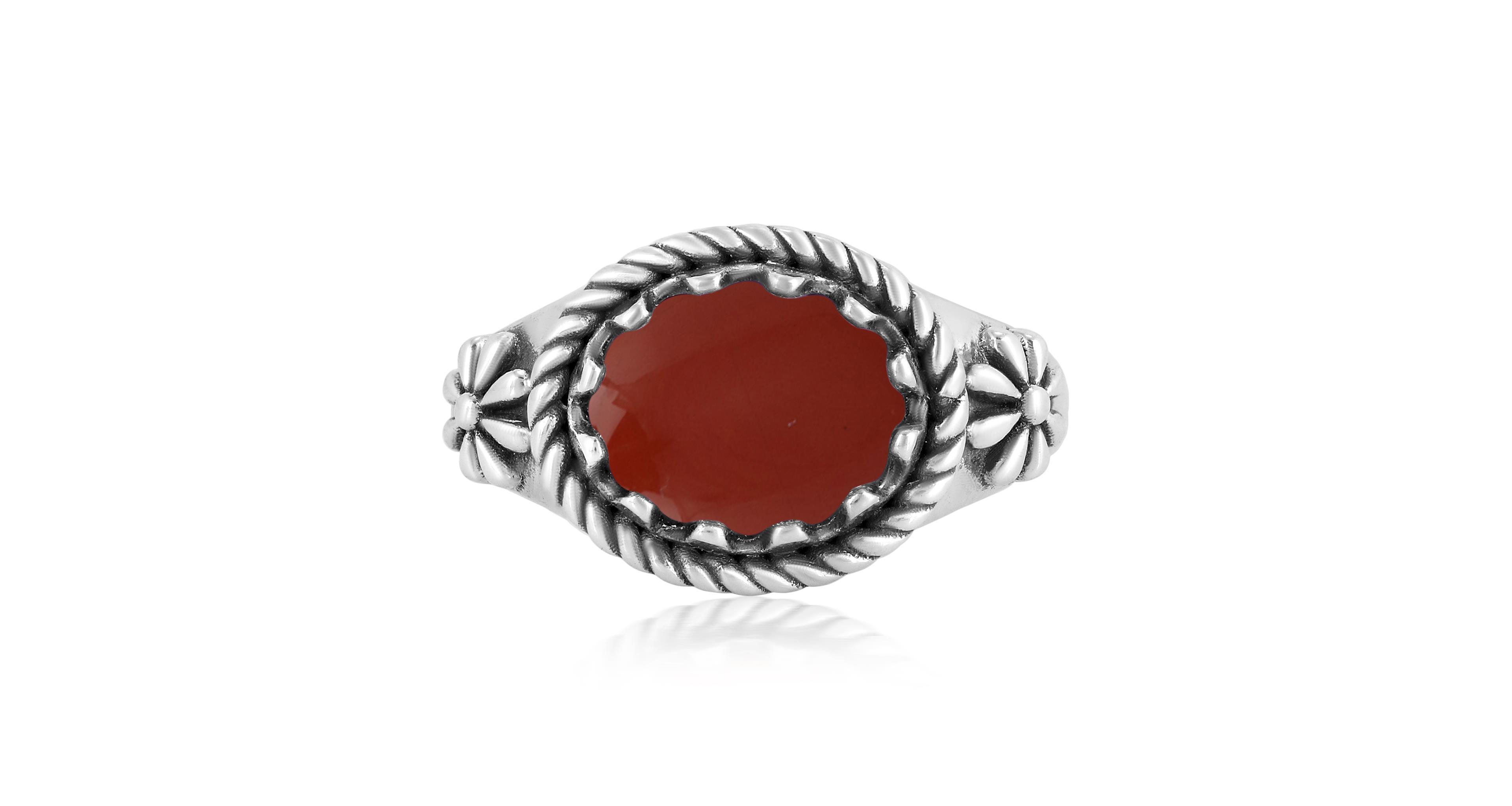 American West Jewelry Sterling Silver Red Jasper East West Ring