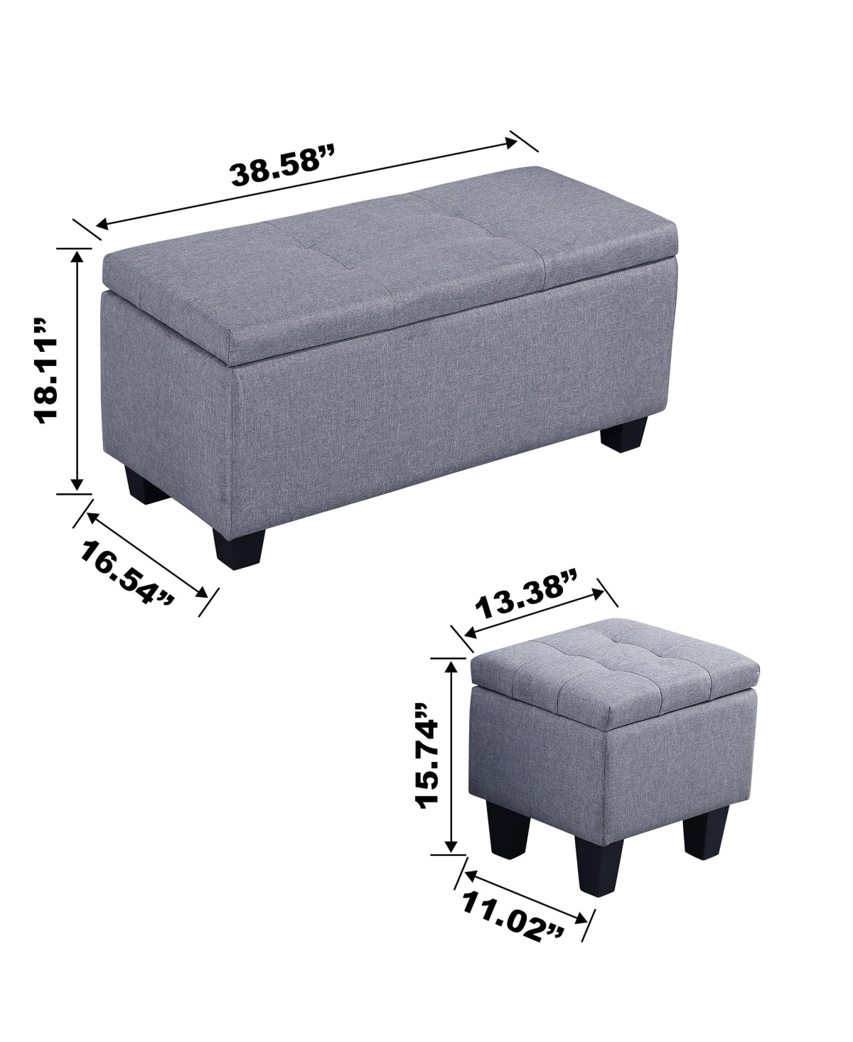 Simplie Fun 3-in-1 Tufted Linen Ottoman Bench - 250 Lbs Capacity