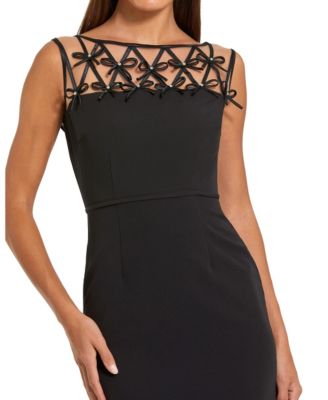 Women's Sleeveless Crepe Gown With Embellished Bows