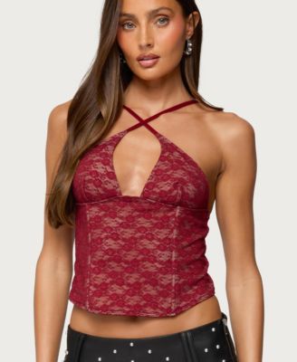 Women's Tyra Crisscross Lace Boned Top