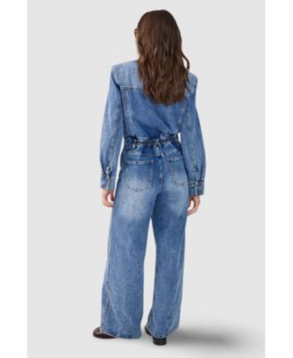 Women's Denim Shoulder Pad Boilersuit