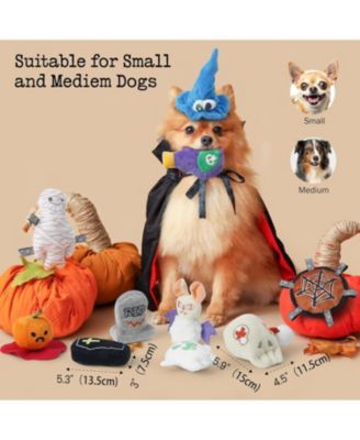 10 Pack Halloween Party Squeaky Dog Toys, Bulk Plush Toys for Spooky Season, Tag/Chew/Fetch Toys, Halloween Gifts for Small to Medium Dogs