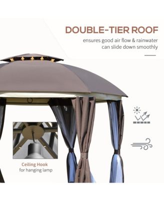 12' x 12' Round Outdoor Patio Gazebo Canopy with 2-Tier Roof,