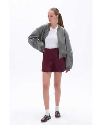 Women's Faux Leather Bomber Jacket