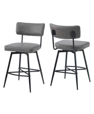 Retro Swivel Counter Stools, Set of 2 in Grey