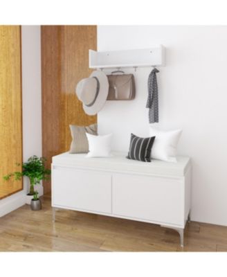 Streamdale Entryway Shelf with Hooks, Bench & Shoe Cabinet Set