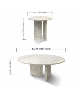 Streamdale White Marble Coffee Table Set - Living Room Tables
