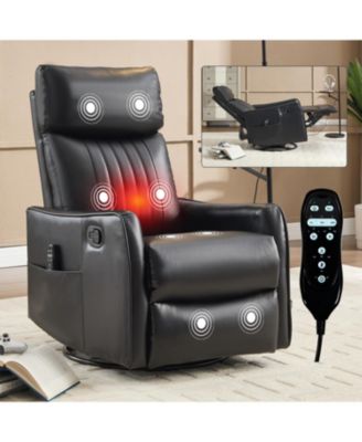 Faux Leather Massage Recliner Rocker Swivel Chair