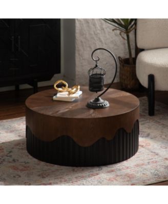 Streamdale 30" Round Handcrafted Relief Coffee Table