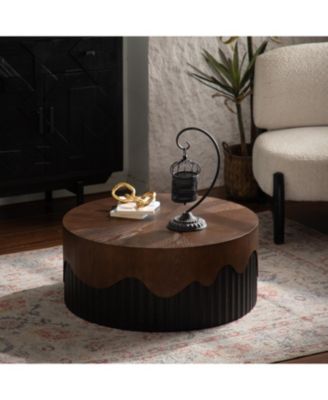 Streamdale 30" Round Handcrafted Relief Coffee Table
