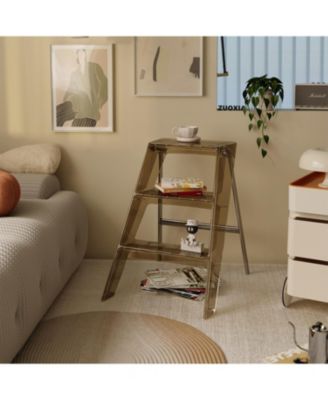 Streamdale Folding Ladder Stool - Brown, Multi-Functional, Anti-Slip