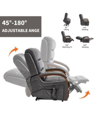 Dark Grey Leatheraire Power Lift Recliner w/ Heat & Massage