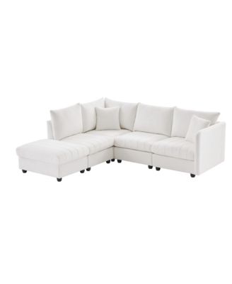 + 6-Piece + Fabric Upholstery + Modular Design with Ottoman & Pillows + Sectional Sofa